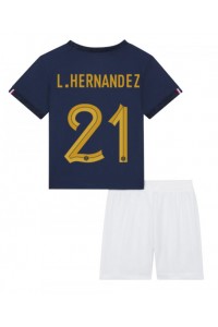 Frankrike Lucas Hernandez #21 Babyklær Hjemme Fotballdrakt til barn VM 2022 Korte ermer (+ Korte bukser)